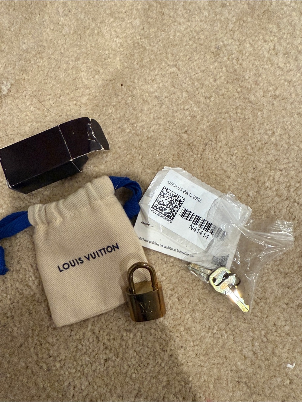 Louis Vuitton Small Gold Padlock with Keys and Drawstring Pouch